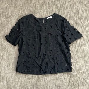 Equipment Short Sleeve Eyelet Blouse | Black | Size Medium